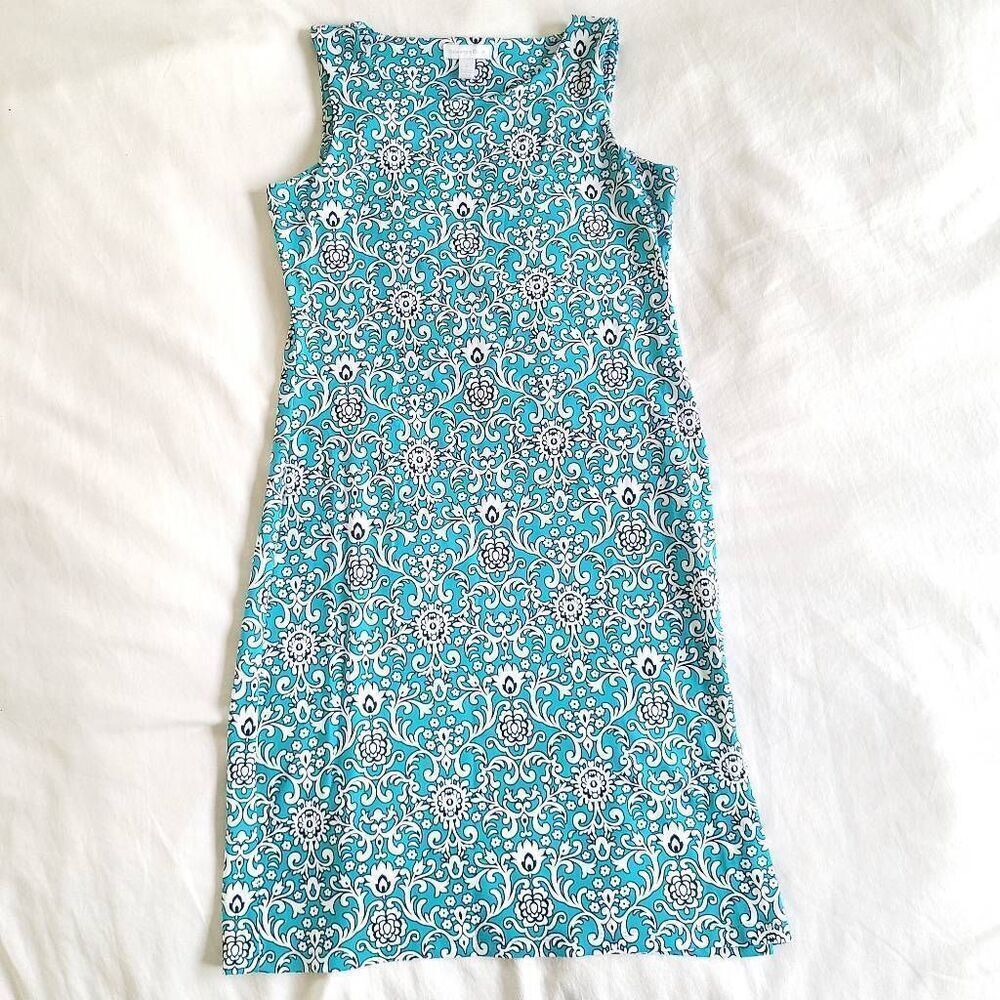 Charter‎ Club Mini A-Line Dress Womens Small Blue Floral Sleeveless Nylon Blend